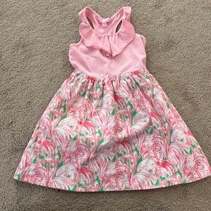 Girls Lilly Pulitzer dress - medium size 6/7 with flamingos